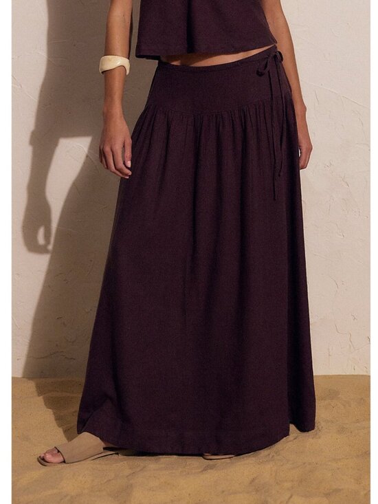 Free People Dresses & Skirts - Free People Sandshell Linen Skirt M runs large Fudge